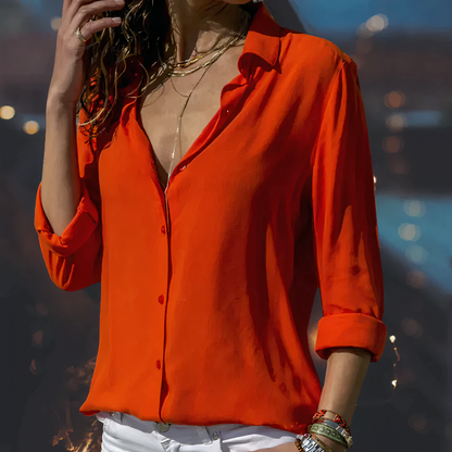 Damen Bluse Drapierte Chiffon Leicht Elegant-2