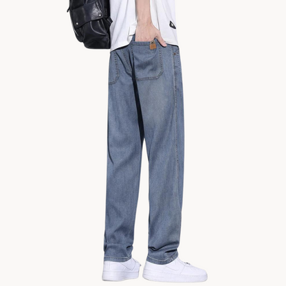 Herren-Jeans, gerader Schnitt, Stretch, Denim-3