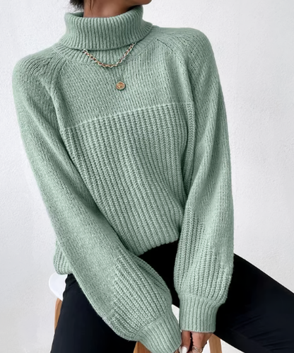 Damen-Rollkragenpullover, lässig, gestrickt, Winter-6
