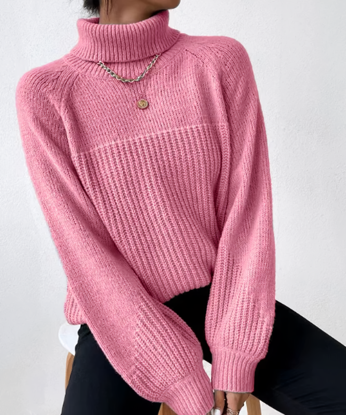 Variant image for Damen-Rollkragenpullover, lässig, gestrickt, Winter-17