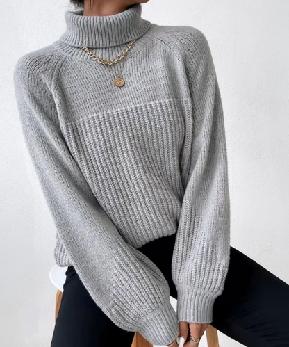 Variant image for Damen-Rollkragenpullover, lässig, gestrickt, Winter-1