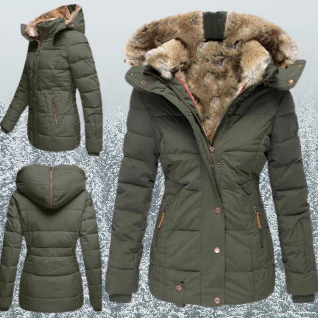 Damen-Winterjacke, lang, mit Pelzfutter, aus hochwertigem Polyester 2