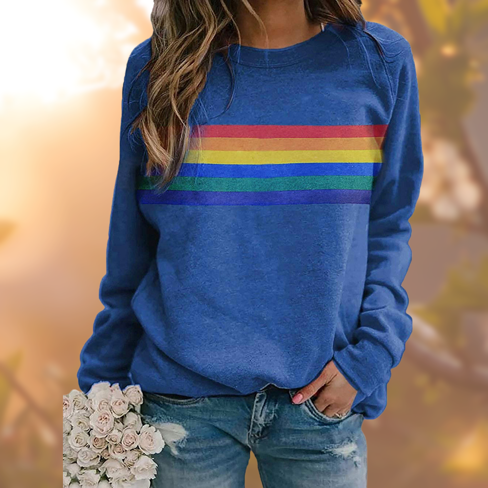 Variant image for Damen-T-Shirt, Regenbogenmuster, weiche Baumwolle-11