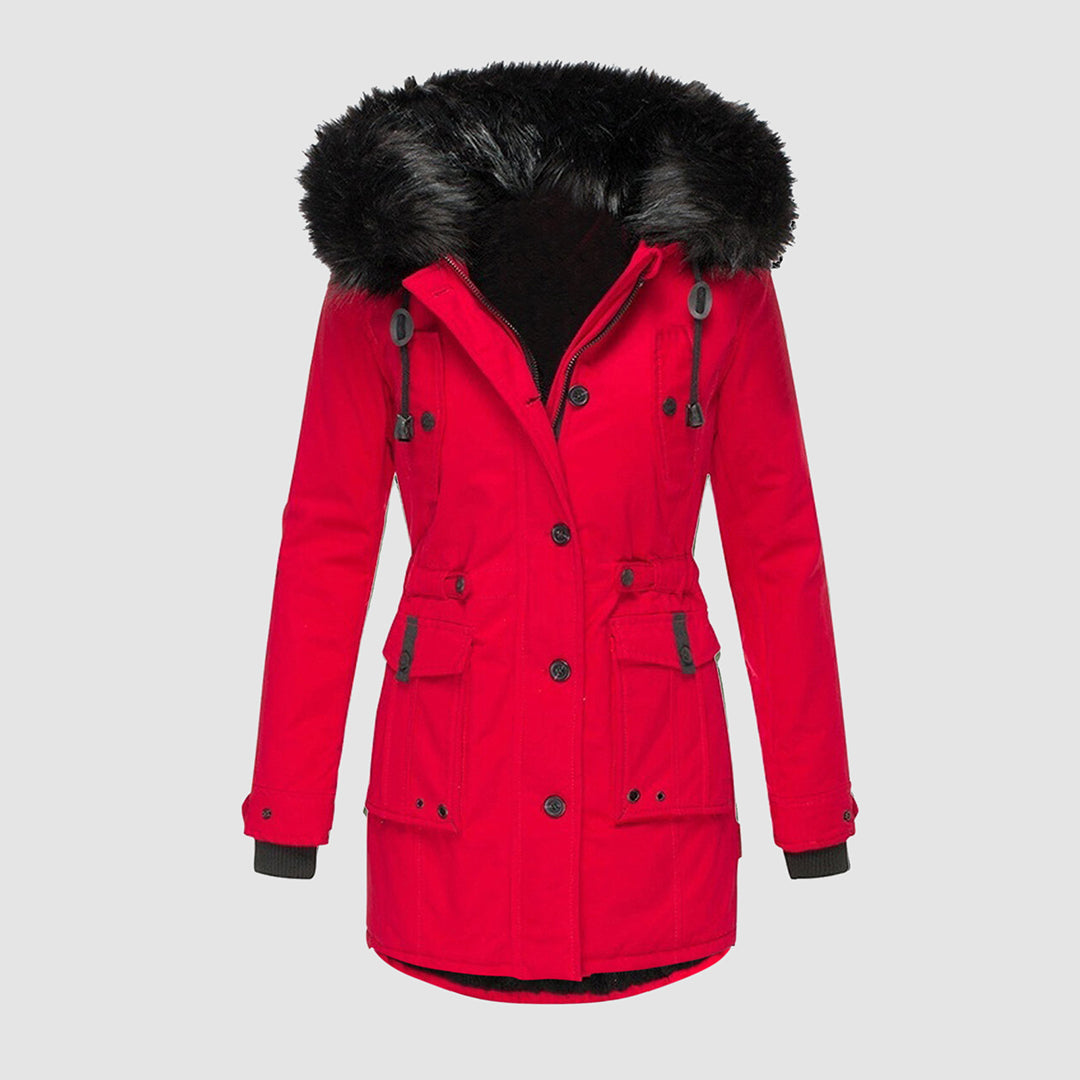 Damen-Mantel Winter Plüsch mit Wollkragen Gefüttert Fleece 2