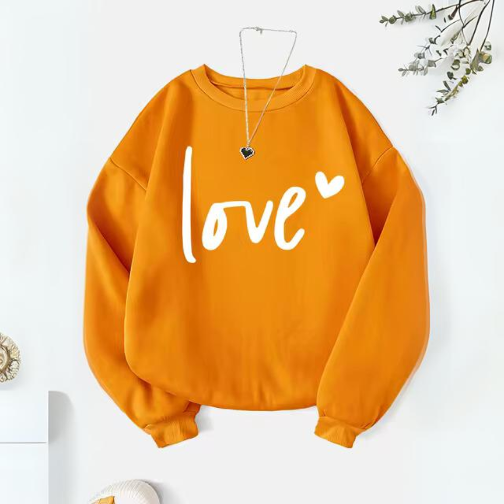 Damen-Pullover, Rundhals, weiche Baumwolle, mit Buchstabendruck 4