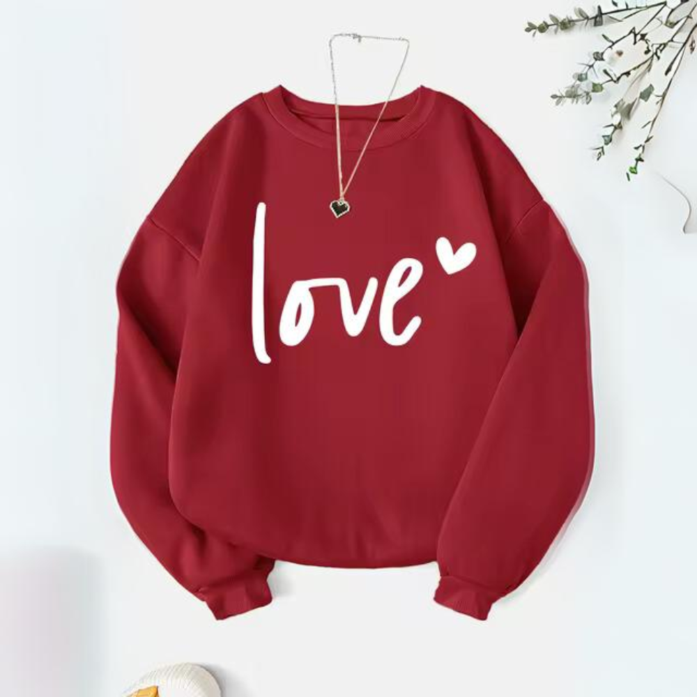 Damen-Pullover, Rundhals, weiche Baumwolle, mit Buchstabendruck 10