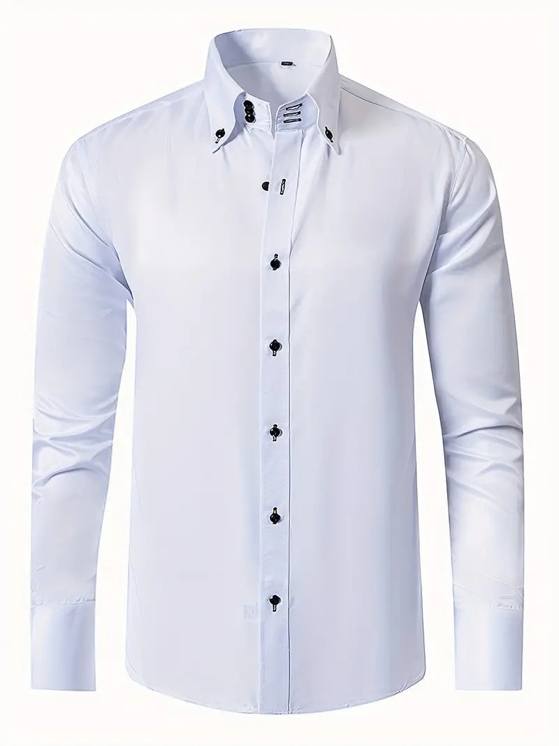 Herren Langarm-Hemd Formell Hochwertige Baumwolle-6
