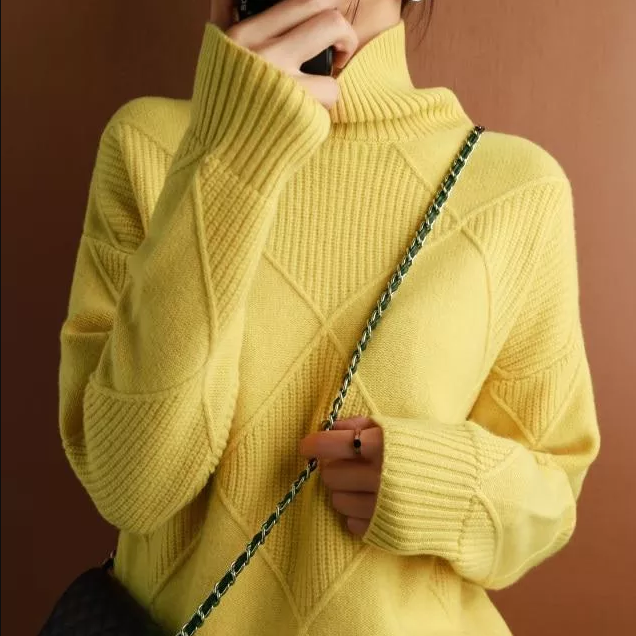 Damen-Strickpullover, lockere Passform, Kaschmir-Woll-Mix-2