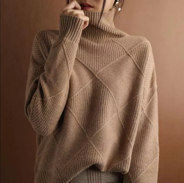 Damen-Strickpullover, lockere Passform, Kaschmir-Woll-Mix-5