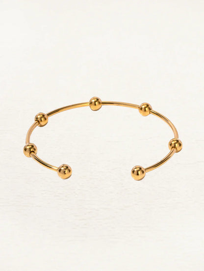 Damen-Goldarmband, rundes Perlen-Design, elegant-3