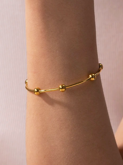 Damen-Goldarmband, rundes Perlen-Design, elegant-1