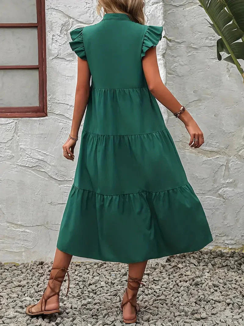Damen-Midi-Kleid, gerafften Polyester, für Schöne Damenkleider-2