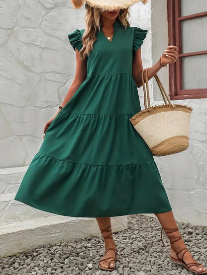 Damen-Midi-Kleid, gerafften Polyester, für Schöne Damenkleider-3