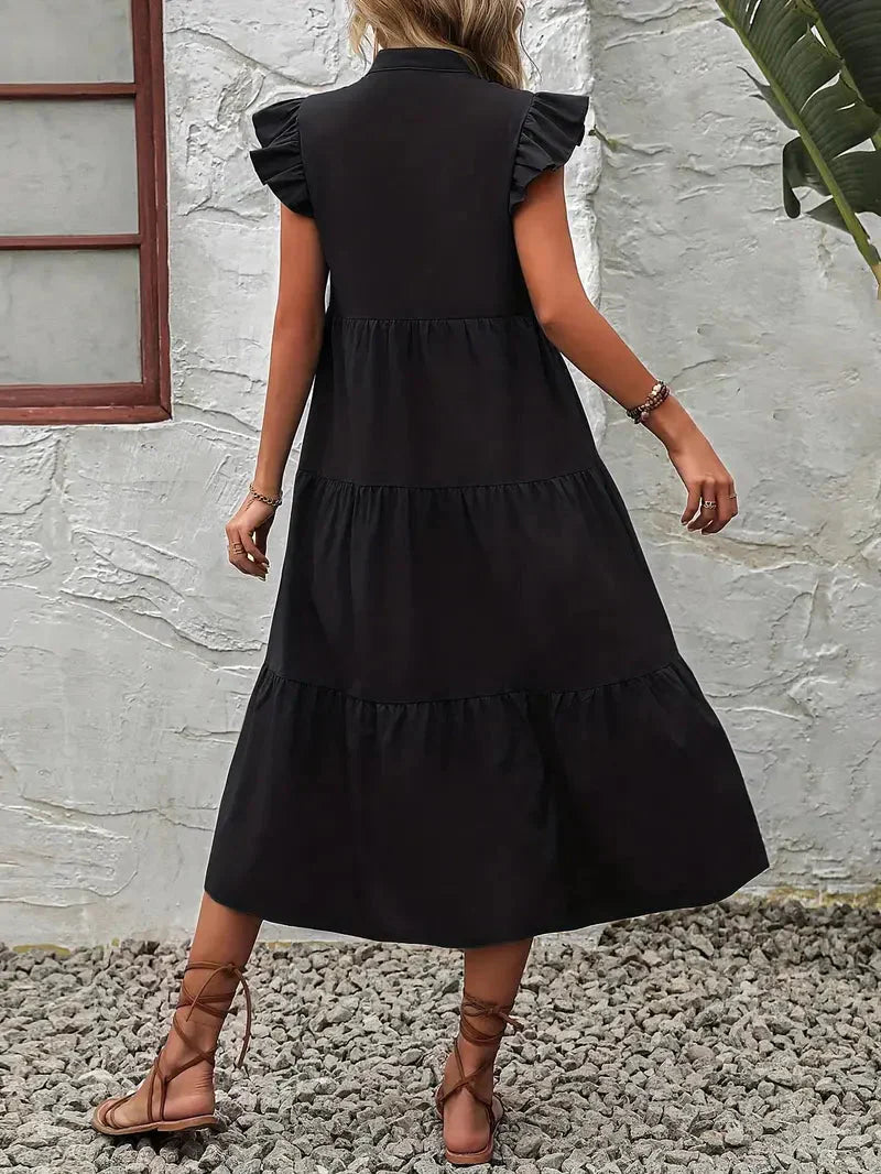 Damen-Midi-Kleid, gerafften Polyester, für Schöne Damenkleider-5