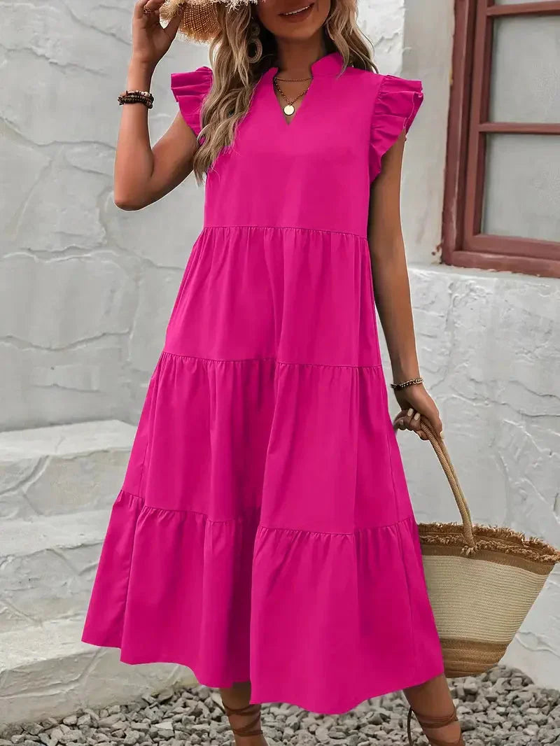 Variant image for Damen-Midi-Kleid, gerafften Polyester, für Schöne Damenkleider-11