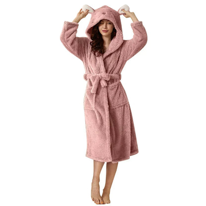 Variant image for Damen Bademantel Weiches Fleece Elegantes Design-11