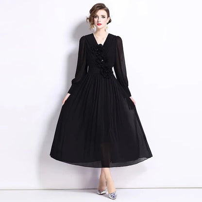 Damen-Midikleid, V-Ausschnitt, Baumwolle, Acetat 5