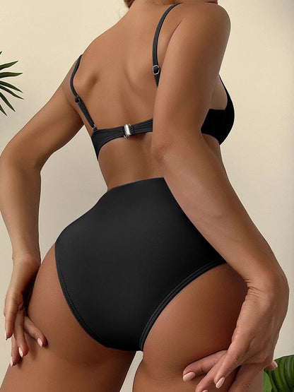 Damen-High-Waist-Bikini Retro Polyester-6