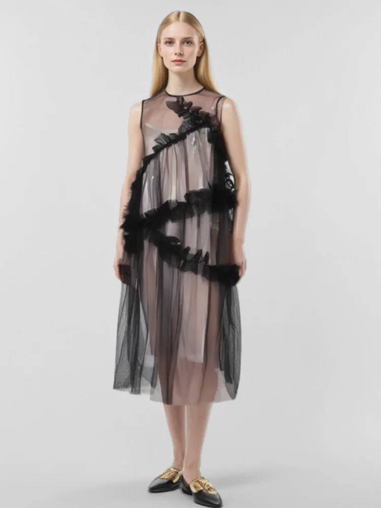 Damen-Midikleid, schlichtes Design, Baumwoll-Polyester-1