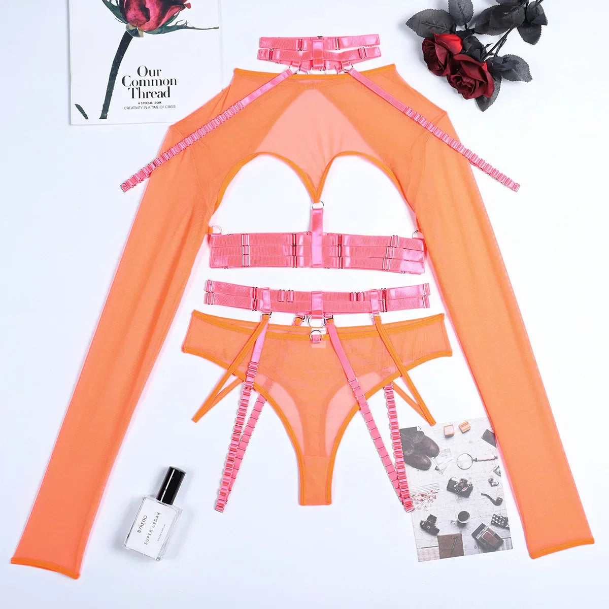Variant image for Damen-Unterwäsche-Set mit Patchwork, Design aus Polyester und Elasthan-13