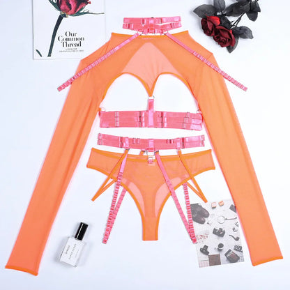Variant image for Damen-Unterwäsche-Set mit Patchwork, Design aus Polyester und Elasthan-13