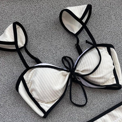 Damen Bikini Niedrige Taille Monochromes Nylon-5
