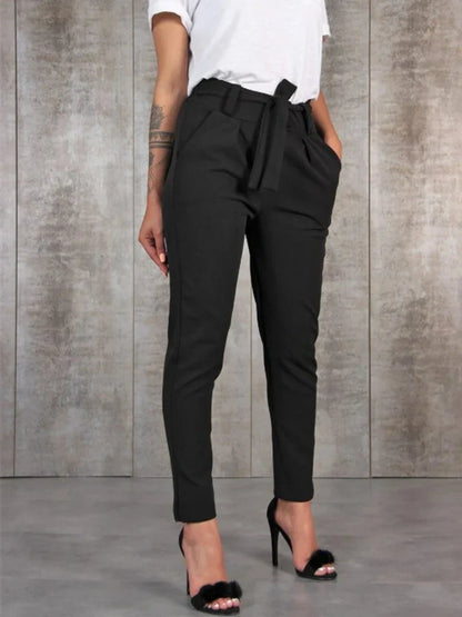 Variant image for Damen-Hose, hohe Taille, mit Gürtel, elegantes Polyester, Viskose, Elasthan-6
