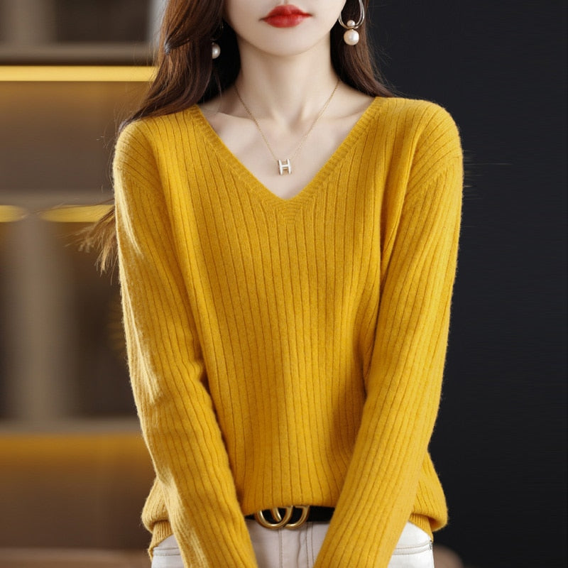 Gemusterter V-Ausschnitt-Pullover für Damen aus 100 % Acryl – weich und bequem, normale Passform, perfekt für Alltag und festliche Anlässe 14
