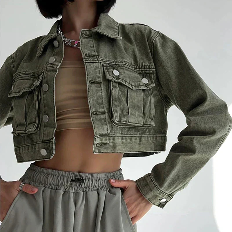 Damen-Jeansjacke Oversize mit geräumigen Taschen aus Denim 8