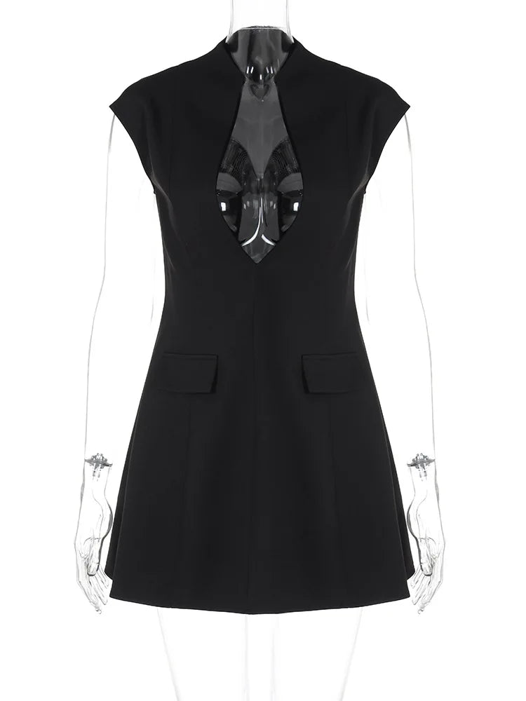 Damen-Minikleid, ärmellos, glitzerndes Polyester, Elasthan-5