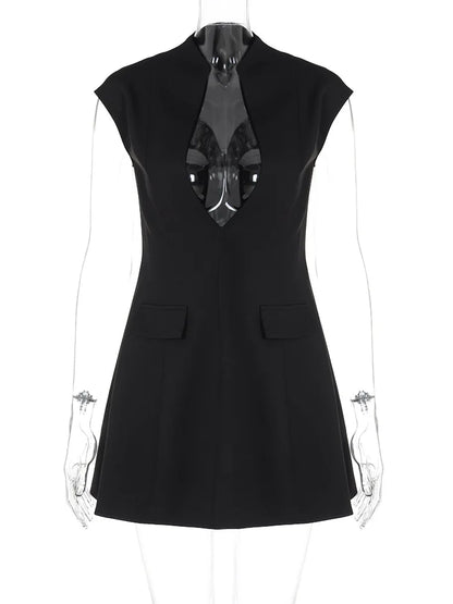 Damen-Minikleid, ärmellos, glitzerndes Polyester, Elasthan-5