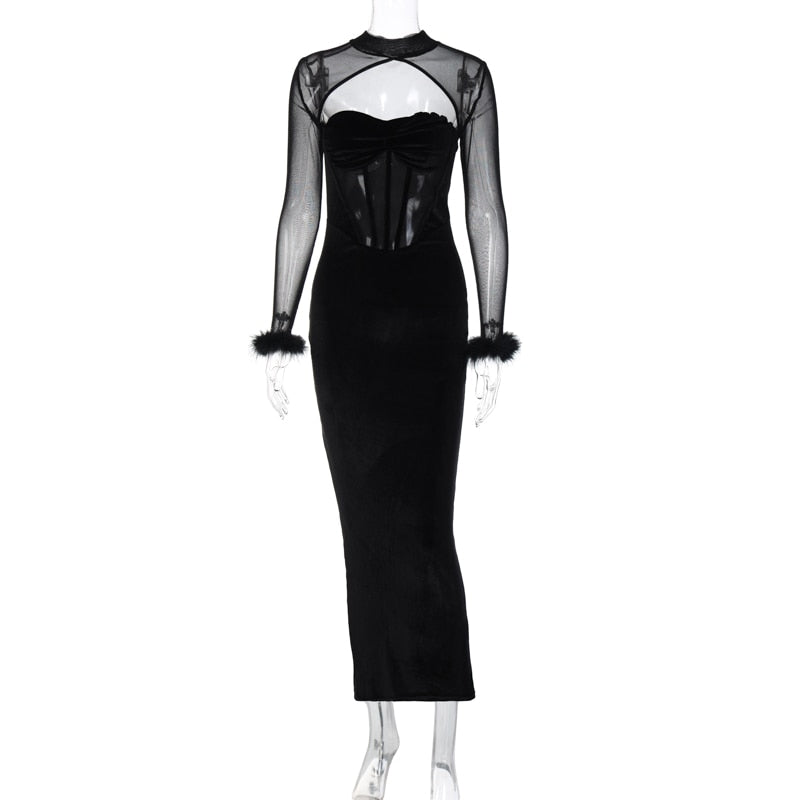 Damen-Maxikleid, A-Linienförmig, Polyester, knöchellang-1