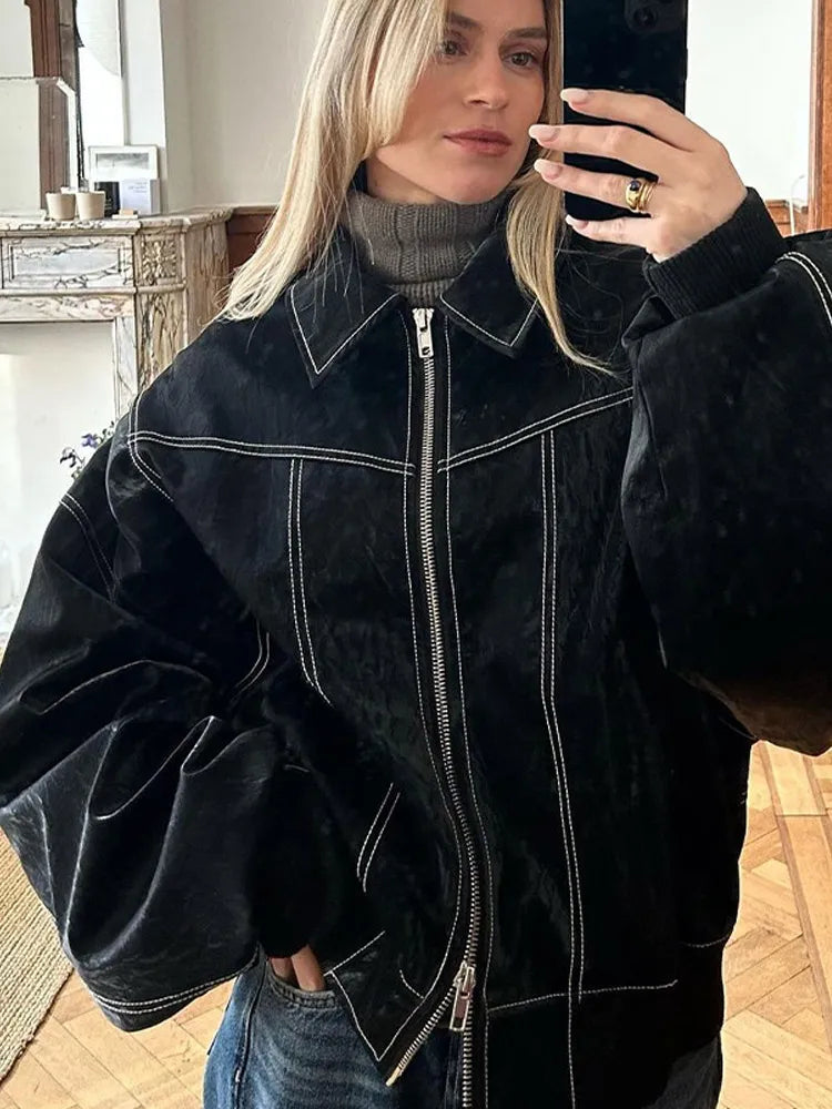 Winterjacke Damen Oversized Trendy Polyester 1