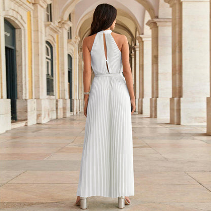 Damen-Jumpsuit Geplisst Leichtes Polyester 2