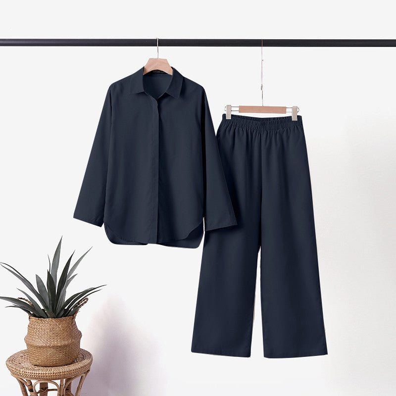 Damenbekleidung Set aus Atmungsaktivem Leinenhemd und Hose-2