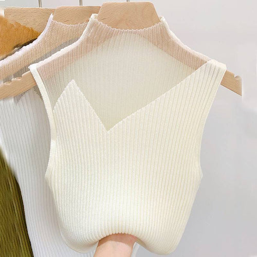 Ärmelloses elegantes Damen-Top, leichtes Polyester-1
