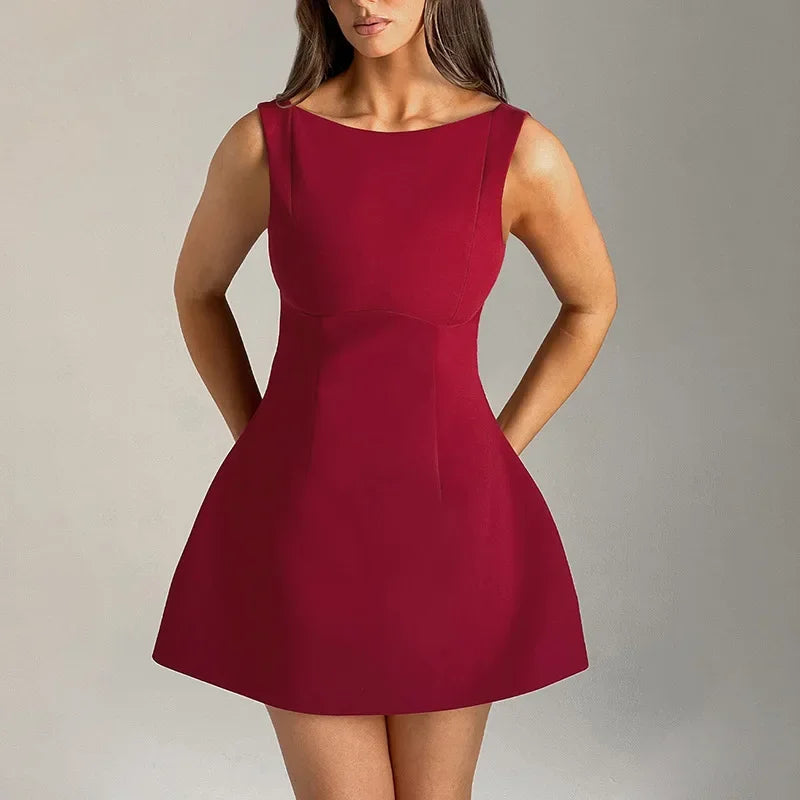 Damen-Minikleid, figurbetontes monochromes Polyester 9