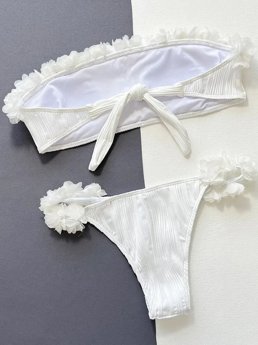 Badeanzug Damen Bandeau Elastisches Polyester für Strand und Pool-2