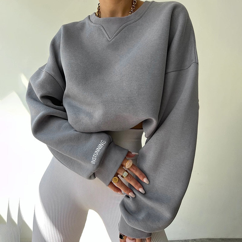 Variant image for Damen-Hoodie Lässig Polyester-Mischung mit Rundhalsausschnitt-9