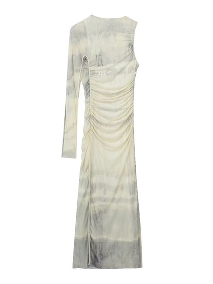 Damen-Midikleid, asymmetrisch Tüll, eleganter Stil-5