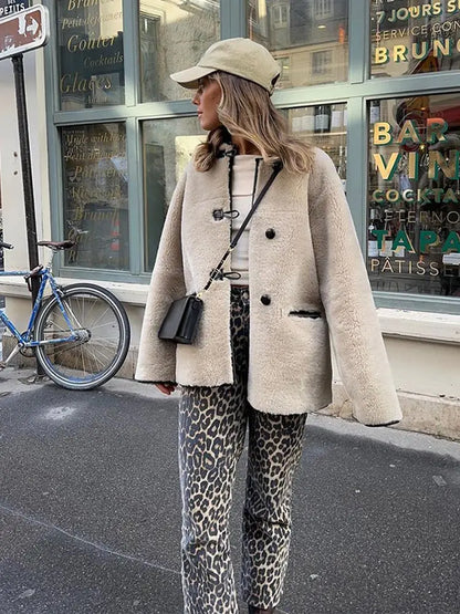 Damen-langer Mantel, weich, warmer Stoff, mit geräumigen Taschen-1