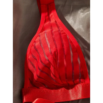 Damen-Unterwäsche-Set, gestreiftes Polyester mit verstellbaren Trägern-3
