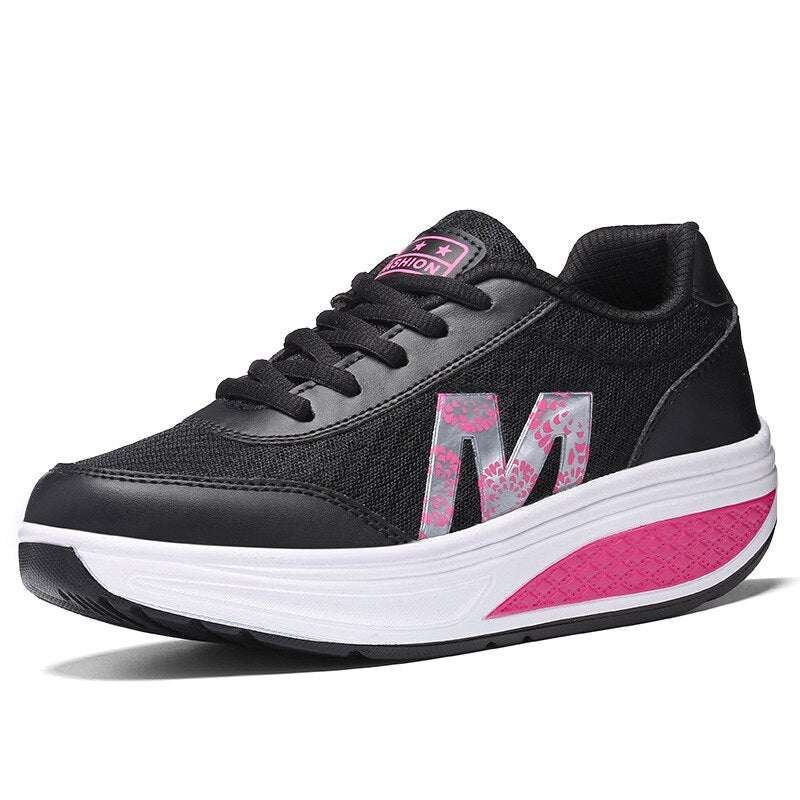 Damen-Keil-Sneakers, Schnürung, synthetisches Leder 1