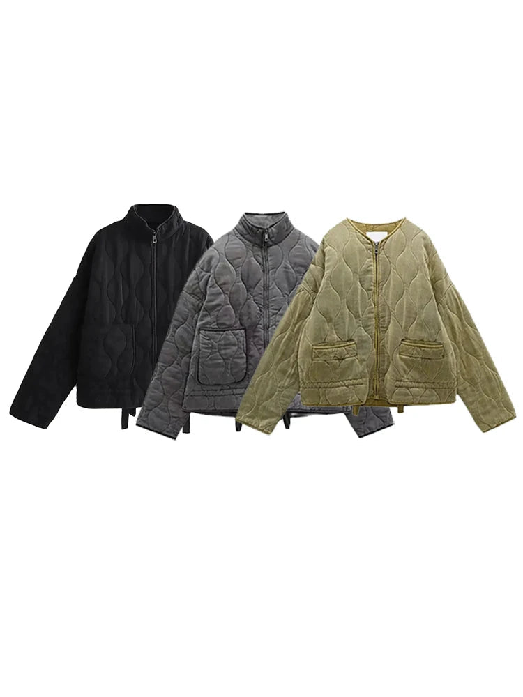Übergroße Vintage-Steppjacke für Damen aus gestepptem Material für Herbst und Winter - lockerer Schnitt und schicker Stil 4