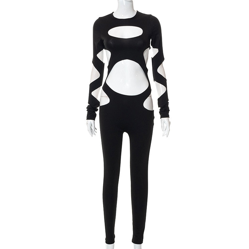 Damen-Jumpsuit, durchbrochenes Design, Polyester-1