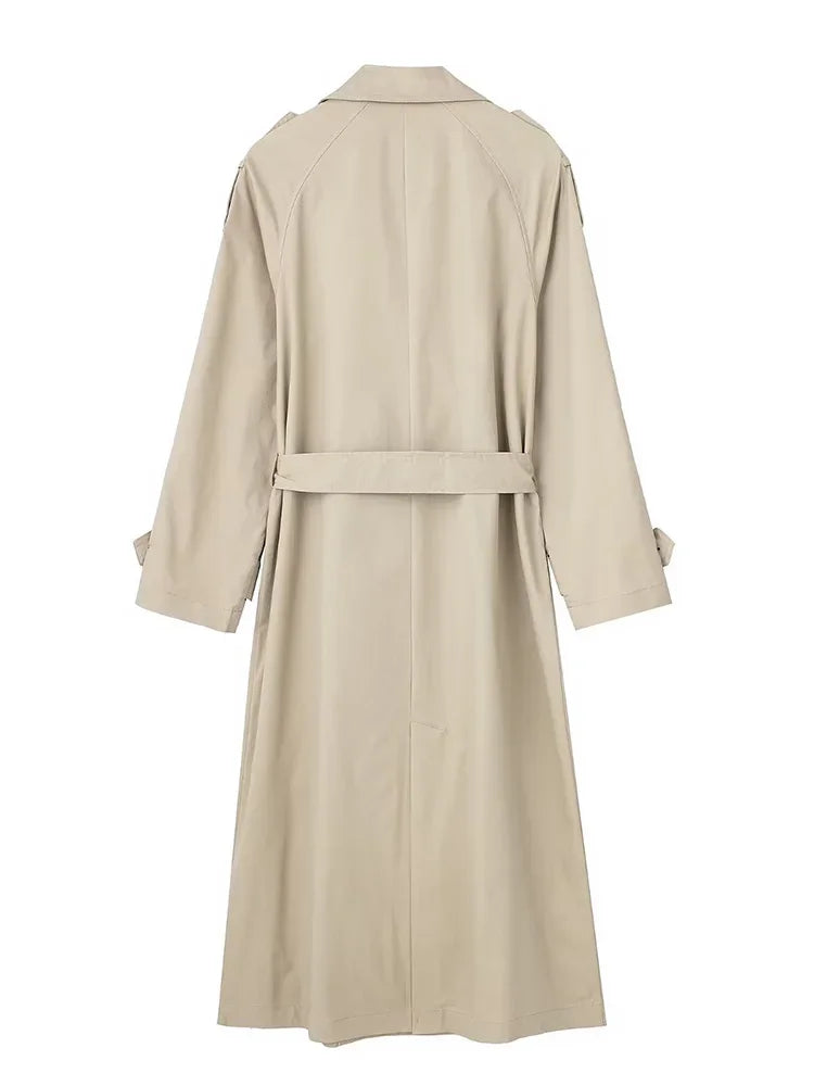 Damen-Mantel Lang mit Gürtel Polyester Elegante Silhouette-2