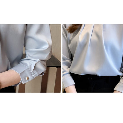 Damen Bluse Elegant Synthetikmaterial Lange Ärmel-4