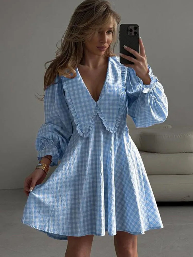Damenkleid A-Linienförmig Puffärmel Polyester 4