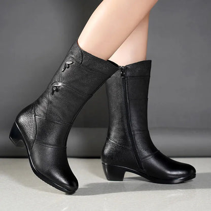 Damen-Stiefel, Spitz, Design, Leder, hochwertige Gummisohlen 2