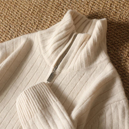 Herrenpullover aus 100% Merinowolle mit Reißverschluss – klassisches Design, normale Passform, langärmlig 3